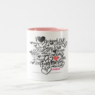 Caneca De Café Em Dois Tons Rosa dos grafites