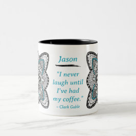 Caneca De Café Em Dois Tons Rosa dos Ventos Desenhada à Mão com Citação 