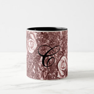 Caneca De Café Em Dois Tons Rosa Dourado Líquido Cromo Metálico Chic Glam