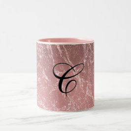 Caneca De Café Em Dois Tons Rosa Dourado Moderno Glamour Mármore Chic
