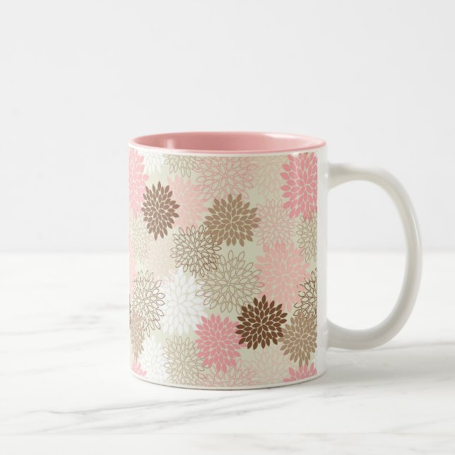 Caneca De Café Em Dois Tons Rosa e teste padrão da mãe de Brown (Direita)