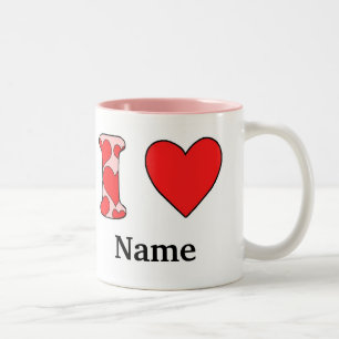 Caneca De Café Em Dois Tons Rosa Eu amo personalizado