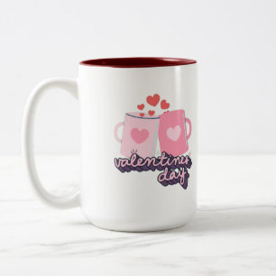 Caneca De Café Em Dois Tons Rosa feliz dia de os namorados
