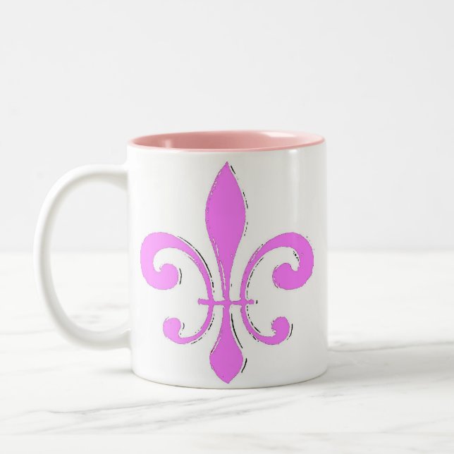 Caneca De Café Em Dois Tons Rosa Fleur De Lis (Esquerda)