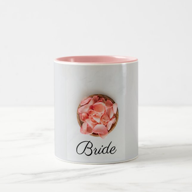 Caneca De Café Em Dois Tons Rosa Flores Bride (Centro)