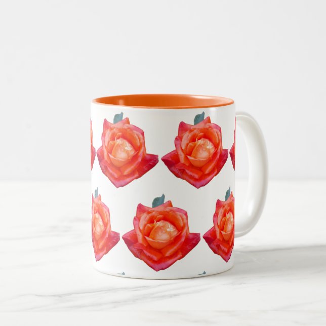 Caneca De Café Em Dois Tons Rosa laranja (Frente Esquerda)