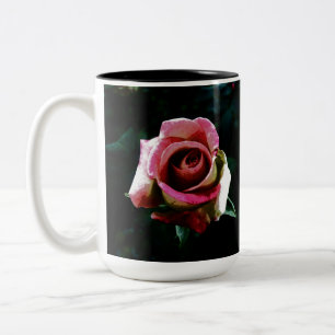 Caneca De Café Em Dois Tons Rosa Pintada a Óleo
