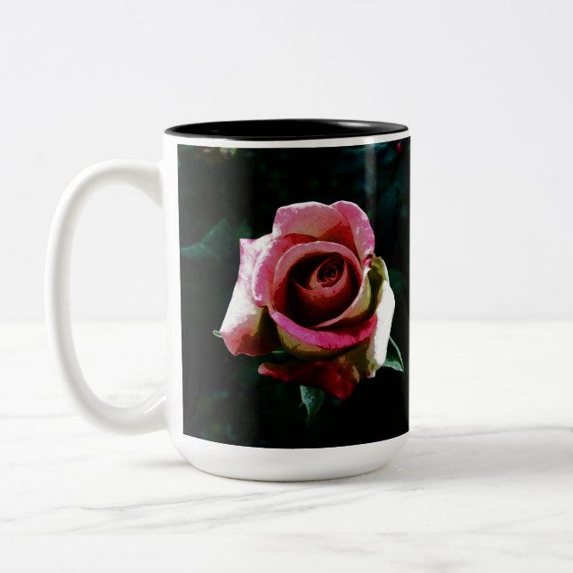 Caneca De Café Em Dois Tons Rosa Pintada a Óleo (Esquerda)