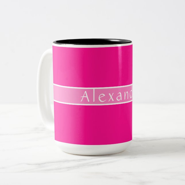 Caneca De Café Em Dois Tons Rosa Quente Personalizado (Frente Esquerda)