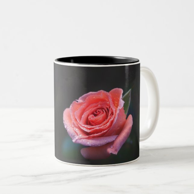 Caneca De Café Em Dois Tons Rosa Rosa Única (Frente Esquerda)