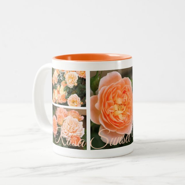 Caneca De Café Em Dois Tons Rosa Sunset Memory：Two‐tone Mug (Frente Esquerda)