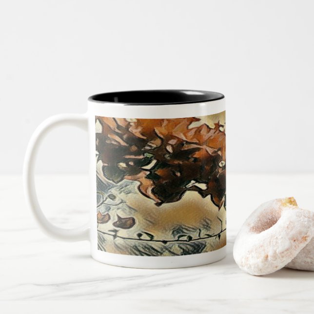 Caneca De Café Em Dois Tons Rosa Tree Art (Com Donut)
