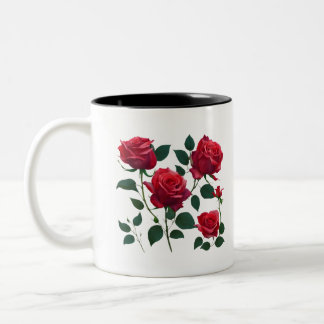 Caneca De Café Em Dois Tons Rosa vermelha Buquê