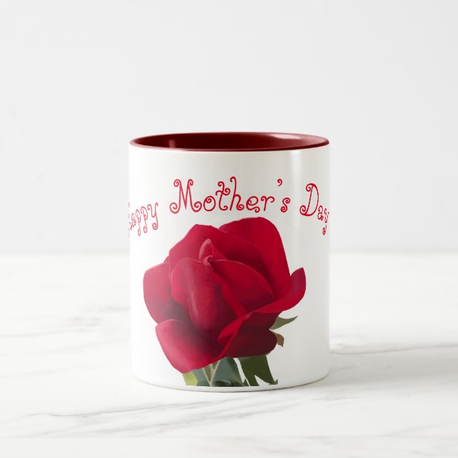 Caneca De Café Em Dois Tons Rosa vermelha - dia da mãe (Centro)