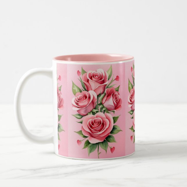 Caneca De Café Em Dois Tons Rosas bonitas (Esquerda)
