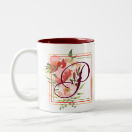 Caneca De Café Em Dois Tons Rosas de Aquarela Elegante