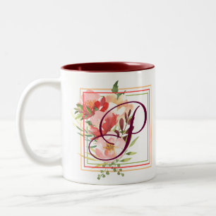 Caneca De Café Em Dois Tons Rosas de Aquarela Elegante