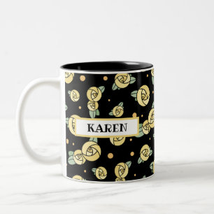 Caneca De Café Em Dois Tons Rosas de Glasgow Amarelo Art Nouveau Estilo Pers