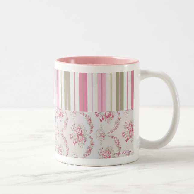 Caneca De Café Em Dois Tons Rosas e stripes Mug (Direita)