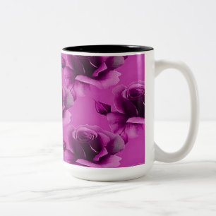 Caneca De Café Em Dois Tons Rosas Rosa Padrão Floral Mug de Café