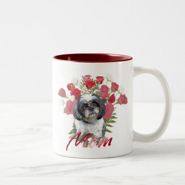 Caneca De Café Em Dois Tons Rosas Shih Tzu (Direita)