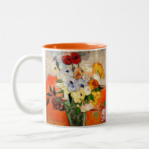 Caneca De Café Em Dois Tons Rosas Van Gogh e Anemones