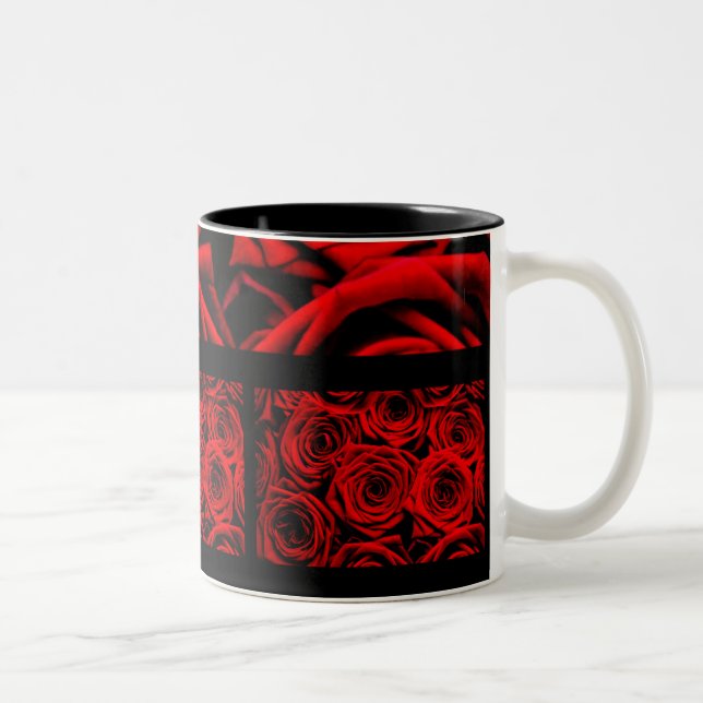 Caneca De Café Em Dois Tons Rosas vermelhas Elegantes (Direita)