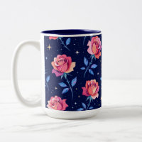 Rosas Vibrantes Contra o Céu Noturno Estrelado