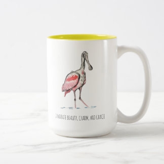 Caneca De Café Em Dois Tons Roseate Spoonbill Afirmou Mug De Café De Dois Tons