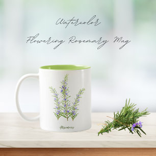 Caneca De Café Em Dois Tons Rosemary Herb (Flor de Aquarelas)