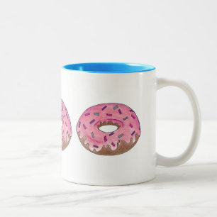 Caneca De Café Em Dois Tons Rosquinha de rosca com borrifada de Comida do café