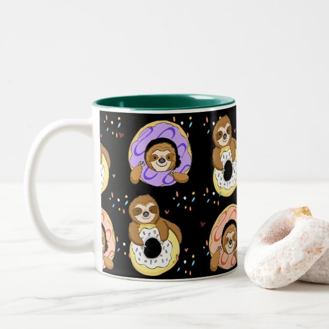 Caneca De Café Em Dois Tons Rosquinha Lenta Com Amor De Café Mug (Com Donut)