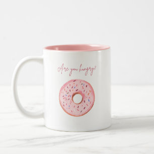 Caneca De Café Em Dois Tons Rosquinha Mug - "Você Está Com Fome?" Design de Co