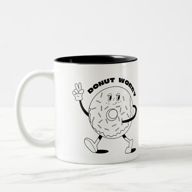 Caneca De Café Em Dois Tons Rosquinha Preocupada (Esquerda)