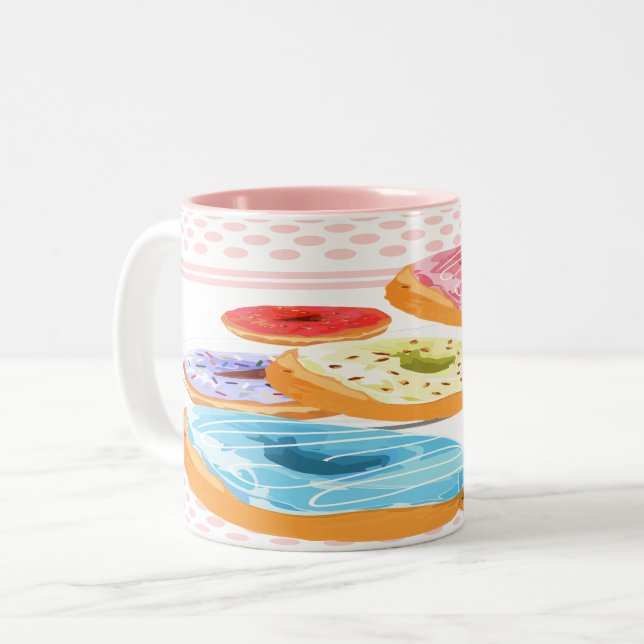 Caneca De Café Em Dois Tons Rosquinhas (Frente Esquerda)