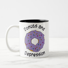 Caneca De Café Em Dois Tons Rosquinhas E Lâmina De Depressão