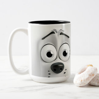 Caneca De Café Em Dois Tons Rosto de Cachorro Sarcástico para todos os amantes