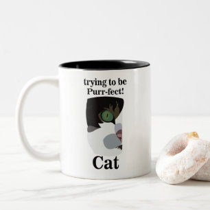 Caneca De Café Em Dois Tons Rosto de Gato Engraçado