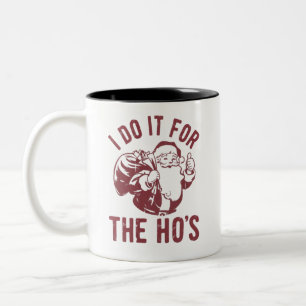 Caneca De Café Em Dois Tons Rosto de Papai Noel de Natal Malcriado Eu Faço Por