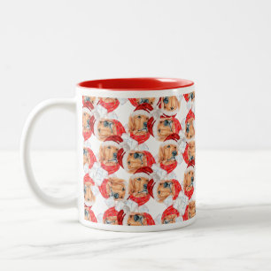 Caneca De Café Em Dois Tons Rosto Engraçado de Retriever Dourado Padrão de Nat