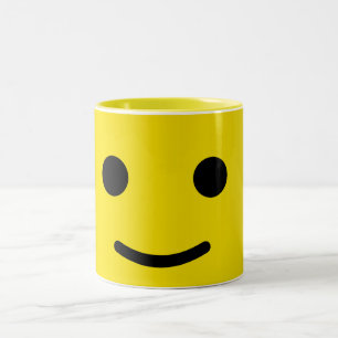 Caneca De Café Em Dois Tons Rosto Feliz Amarelo