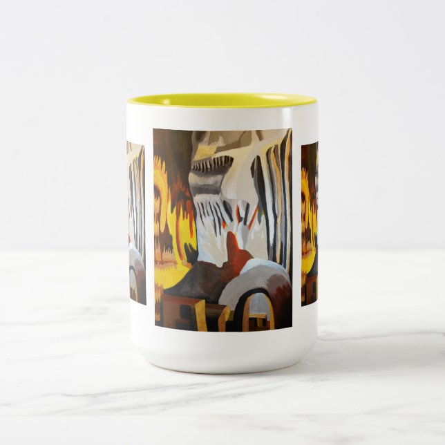 Caneca De Café Em Dois Tons Rosto nas Rochas (Centro)