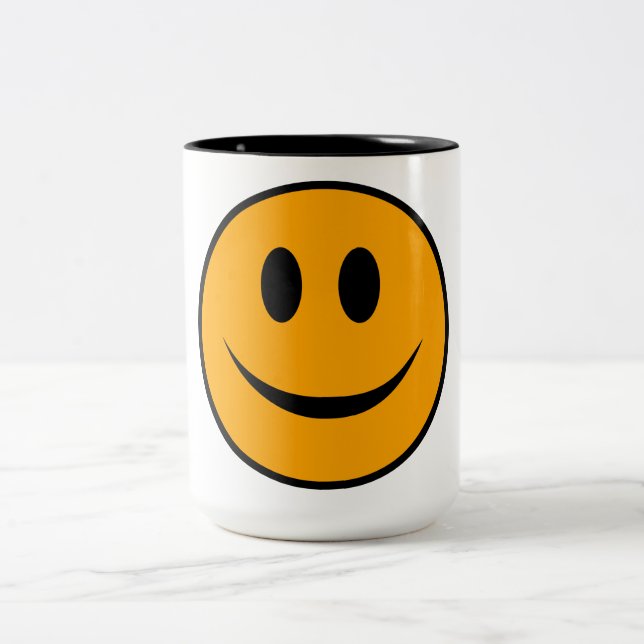 Caneca De Café Em Dois Tons Rosto Sorridente Emoji (Centro)