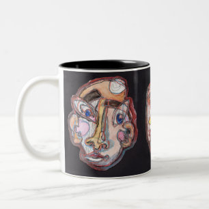 Caneca De Café Em Dois Tons Rostos