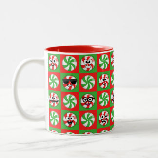 Caneca De Café Em Dois Tons Rostos de Candies de Natal