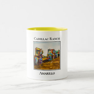Caneca De Café Em Dois Tons Rota 66, Cadillac Ranch, Amarillo Texas