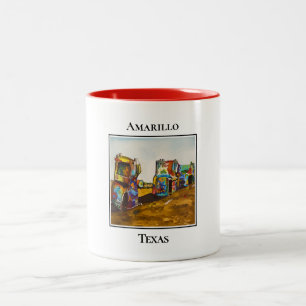 Caneca De Café Em Dois Tons Rota 66, Cadillac Ranch, Amarillo Texas