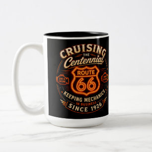 Caneca De Café Em Dois Tons Rota 66 Café Americano Mecânico Neon
