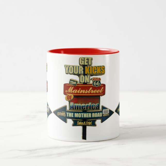CANECA DE CAFÉ EM DOIS TONS ***ROTA 66 MUG*** HIGHWAY LEGENDÁRIO (Centro)