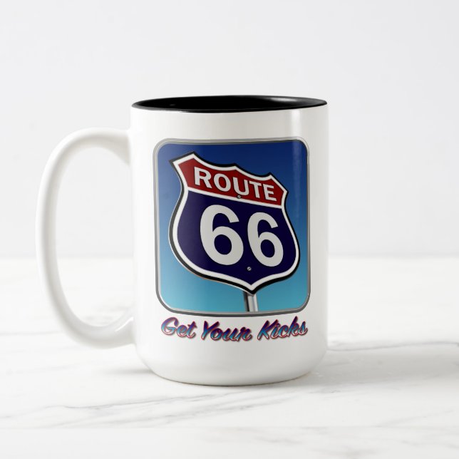 Caneca De Café Em Dois Tons Rota Americana 66 (Esquerda)